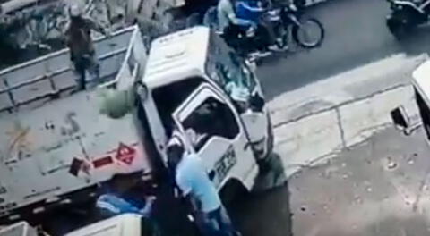 Trabajador evita que asalten su camión lanzando un balón de gas a la cabeza del ladrón