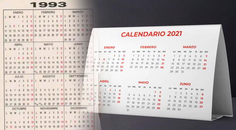 Calendario 1993 es el mismo que de 2021.