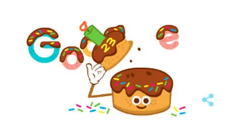 Google festejó su 23 aniversario con un doodle tipo un cumpleaños.