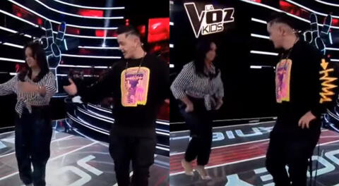 La Voz Kids: Daniela Darcourt enseña a zapatear a Joey Montana.