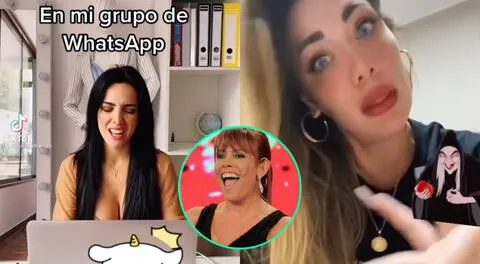 Rosángela Espinoza y Grasse Becerra recrearon icónicas frases de Magaly Medina en su programa, y ella las reposteó en sus redes sociales.
