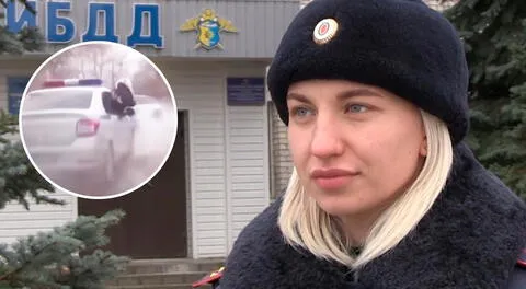 La teniente Angela Glushko es la única mujer inspectora de la Policía de tránsito en toda la región de Volgogrado.