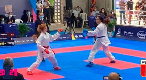 Una enorme alegría le dio la karateca peruana Gianella Lozano al ganar la medalla de oro.