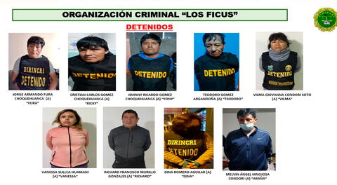 Los detenidos de la organización criminal