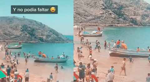 TikTok: joven heladero impacta al bajar de un bote con su triciclo para vender en la playa y escena es viral