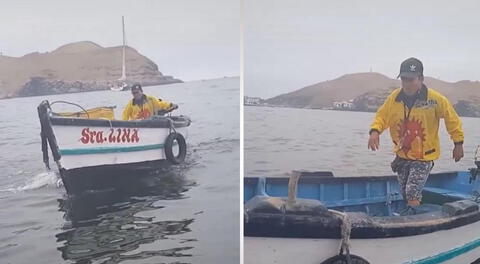 Heladero recorre playas limeñas para vender sus productos a pescadores en un bote y salir adelante