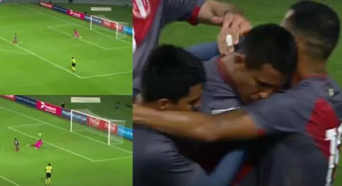 Alex Valera hace gritar a la hinchada tras  el segundo gol en el Perú vs Jamaica