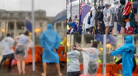 Escena de los manifestantes en la capital de Nueva Zelanda se hizo viral en las redes sociales.