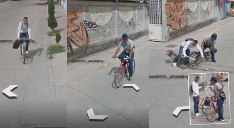 Peculiar escena de dos ciclistas en una calle se hizo viral en las redes sociales.
