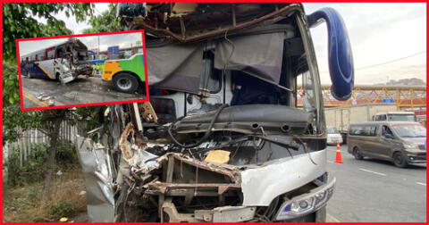 Bus en la panamericana sur choca contra tráiler estacionado.