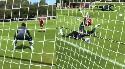 Santiago Ormeño y Pedro Gallese protagonizaron una curiosa escena en los entrenamientos de Perú en Barcelona.