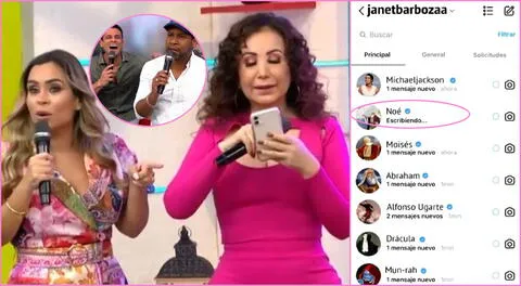 Janet Barboza es troleada en vivo con sus contactos en Instagram, de los que resalta Noé, Moises, y hasta el desparecido, Michael Jackson.