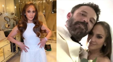 Jennifer Lopez lució dos vestidos en su matrimonio con Ben Affleck.
