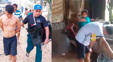 San Martín: ronderos obligan a madre a que castigue con chicote a su hijo por robar televisor