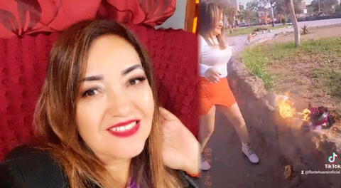 Flor de Huaraz previamente grabó cómo quemaba el vestido morado que usó en su divorcio.