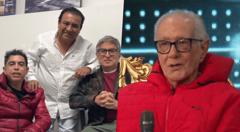 Ernesto Pimentel, Manolo Rojas y Fernando Armas saludan a Guillermo Rossini por sus 90 años
