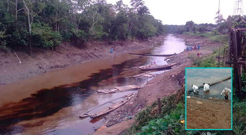 Área afectada en el río Marañón por derrame de petróleo