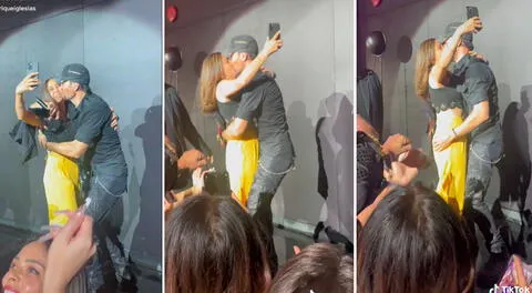 Enrique Iglesias da apasionado beso con una joven y no se sueltan por varios segundos