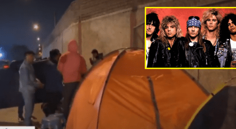 Fanáticos de Guns N' Roses acampañan.