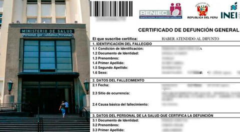 El Minsa señaló que para generar un acta de defunción debe contarse con un Certificado de Defunción emitido por un médico