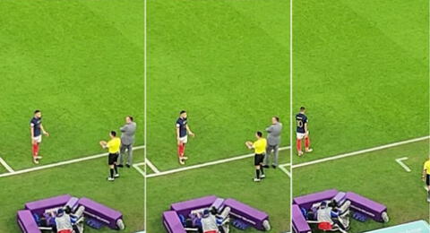 Kylian Mbappé y el reclamo a Kevin Ortega tras el penal cobrado a Polonia en el Mundial Qatar 2022.