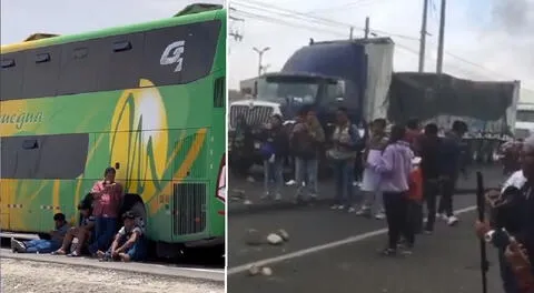 Tras bloqueo de Panamericana Sur, pasajeros piden ayuda.