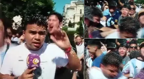 Periodista de Latina vivió un lamentable episodio cuando cubría los festejos de hinchas argentinos tras ganar la Copa del Mundo.