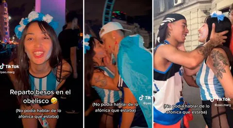 Joven reparte besos porque Argentina es campeón del Mundo: experimento es viral