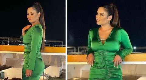 Andrea San Martín sorprende con vestido verde para Año Nuevo.