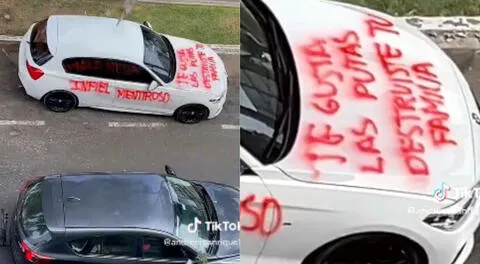 El auto terminó pintado para evidencia la infidelidad de esa persona.