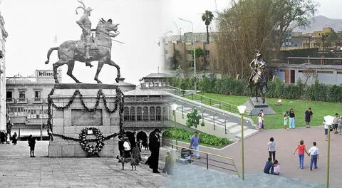 Estatua de Francisco Pizarro tras ser removido de la Plaza Mayor