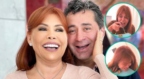 Magaly Medina emocionadísima con costoso regalo de Alfredo Zambrano.