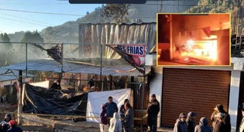 El incendio acabó con la vivienda en instantes con la familia dentro en Sibinal, Guatemala.