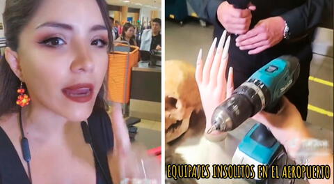 Katty Villalobos en shock al ver los objetos insólitos del aeropuerto: "Cuchillo ceremonial. ¿Qué es esto?"