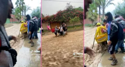 Un usuario en TikTok captó a un heladero de D'Onofrio cruzando el huaico y ayudando.