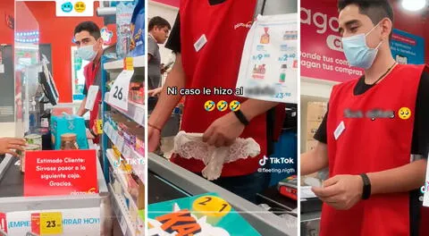 Joven se sorprendió al ver a su pareja en la fila de clientes de Plaza Vea y se volvió viral en TikTok.