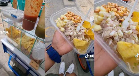 Joven peruano quiso comer su ceviche de pota, pero se llevó una sorpresa al ver algo extraño en su plato que es viral en redes sociales.