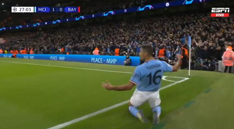 Rodri marca de remate el primer gol para Manchester City y pone en ventaja en el duelo