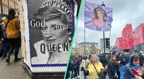 Las calles de Londres amanecieron con miles de fotografías de la recordada princesa Diana.