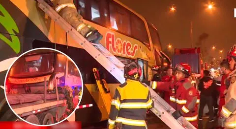 Surco. El grave accidente en la Panamericana Sur provocó la muerte del chofer de la empresa Flores.