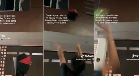 ¿Un romántico?, joven tuvo ingeniosa forma de darle las flores a su novia