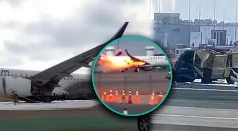 Choque entre avión de Latam y carro de bomberos en el Aeropuerto Jorge Chávez.