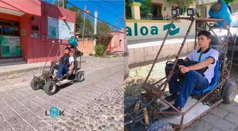 Joven creó su propio vehículo de material reciclado