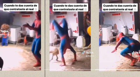 Hombre disfrazado de Spiderman esquiva a perrito en una fiesta: “Activó su sentido arácnido”