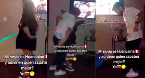 Un joven venezolano reto a una peruana a bailar bailar huayno y es viral en TikTok.