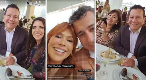 Magaly Medina se luce con sus amistades y su esposo Alfredo Zambrano.