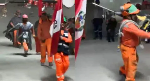 Los trabajadores de construcción tuvieron una marcha a su estilo y escena es viral en TikTok.