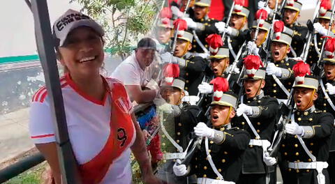 Trabajadora llegó junto a su familia para vender sus productos en el desfile militar.