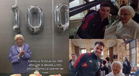 Una adulta mayor festejaba su cumpleaños número 100 y de pronto se encontró con los jugadores de River Plate