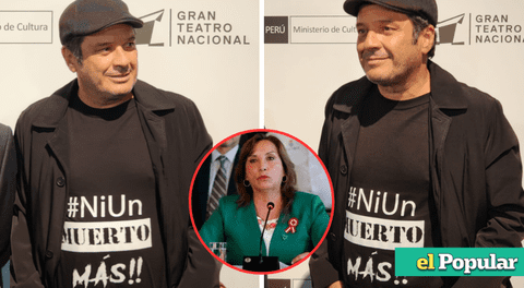 Lucho Cáceres luce polo con frase “Ni un muerto más” por fallecidos en marchas contra Dina Boluarte
